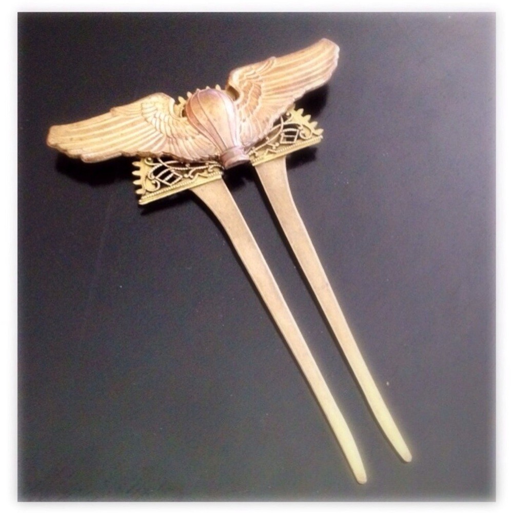 Hair Fork Statement Accessory Dieselpunk Steampunk Goth Industrial Military
